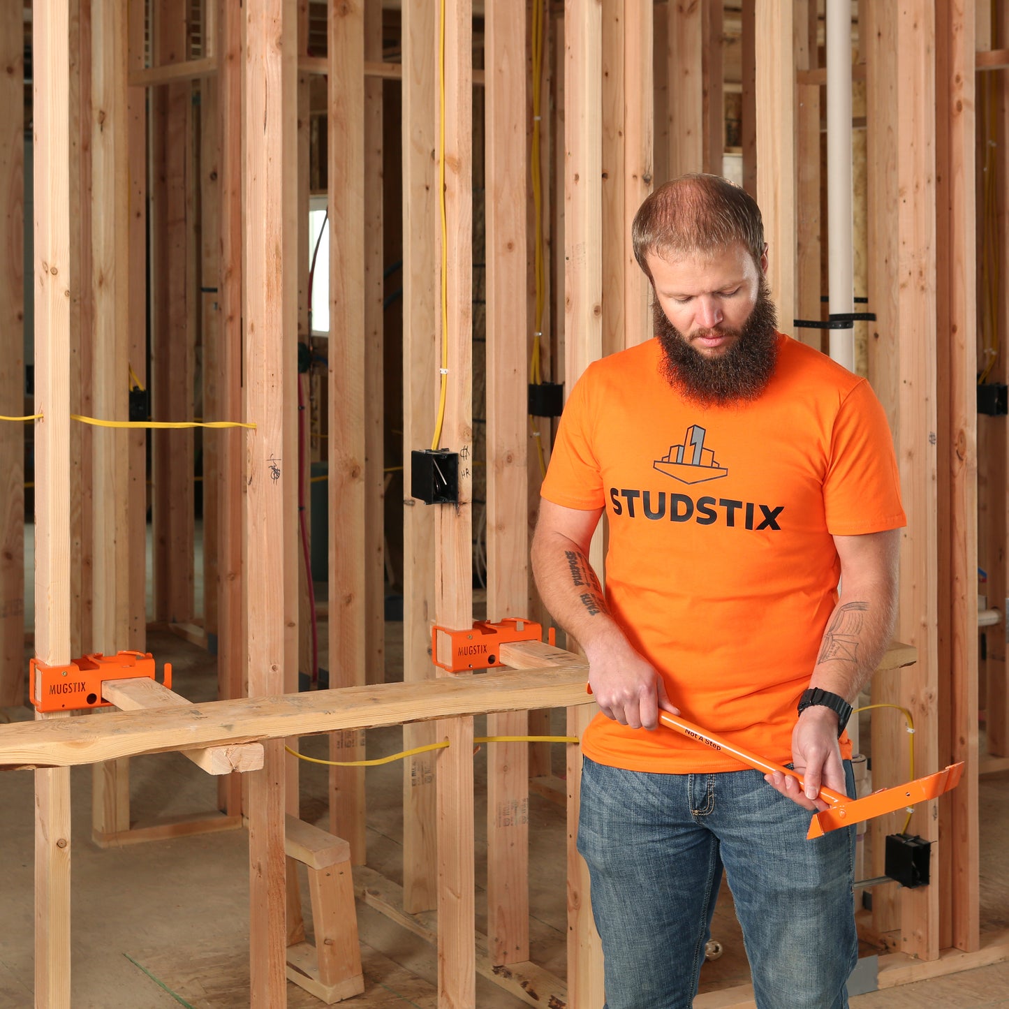 STUDSTIX Safety Orange Short sleeve t-shirt