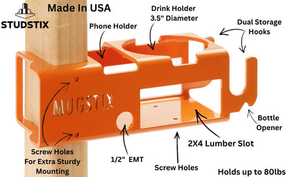 Mugstix - Mug/Drink Holder, Phone Holder, Tool Bag/Hoodie Hooks